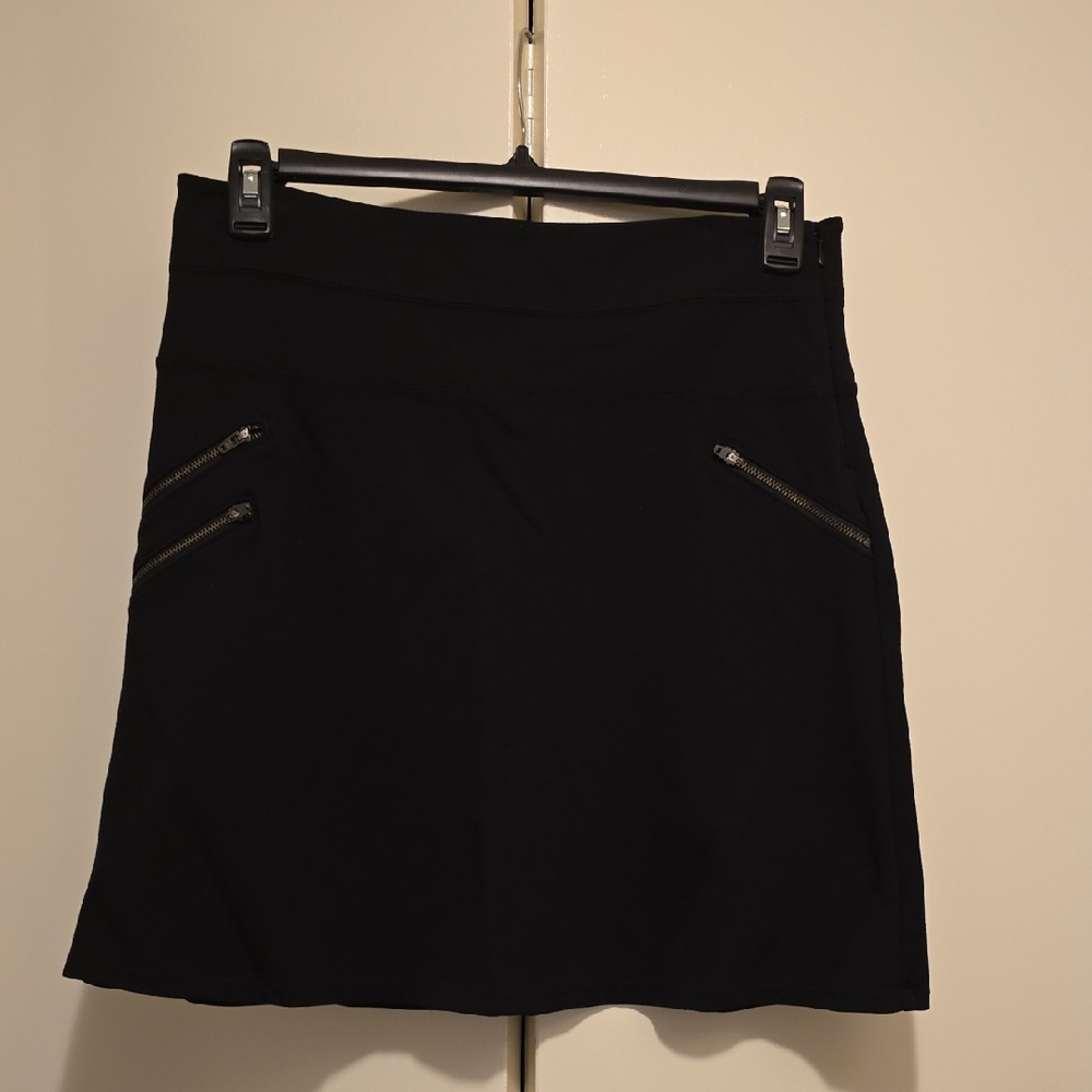 Athleta Sleek Black Mini Skirt with Zipper Accents